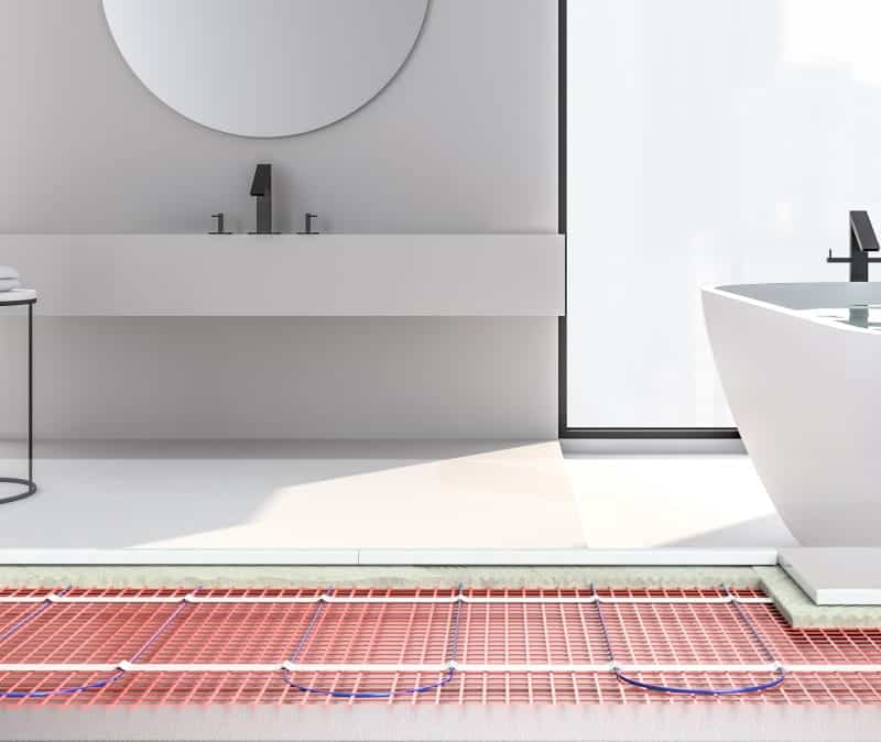 bathroom with underfloor heating mat