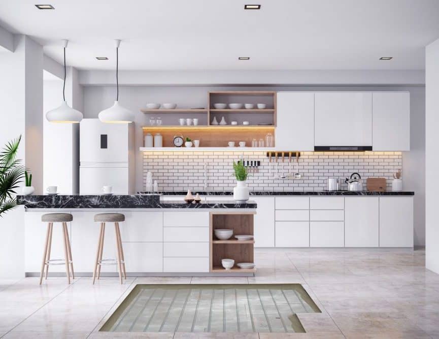 cozy modern kitchen white room interior