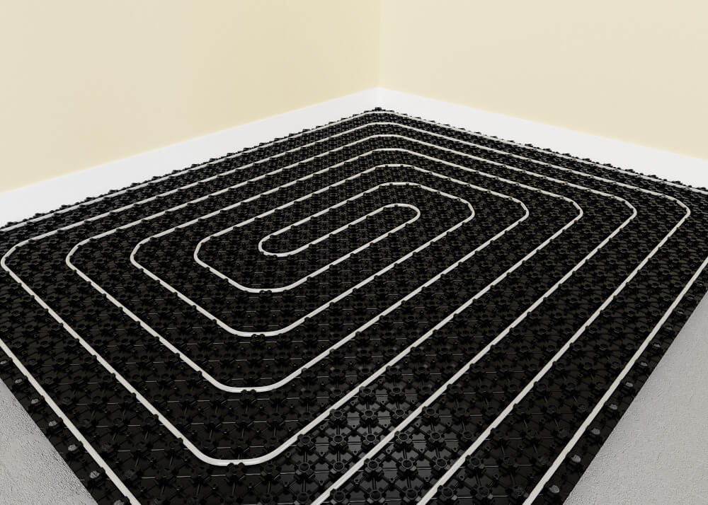 Nexxa Pipes, Water underfloor heating circuit layout showing separate heating zones for a multi-room home