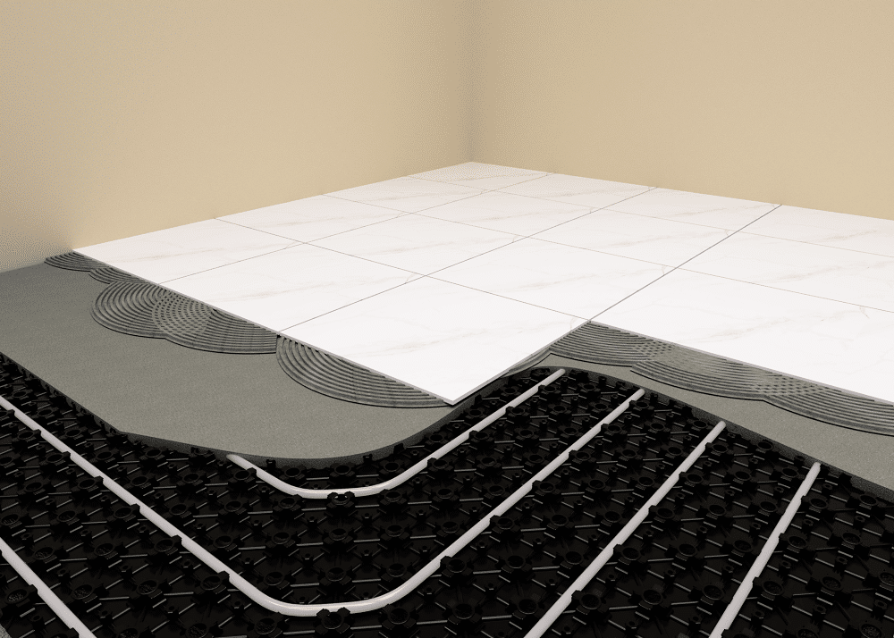 water underfloor heating on tile