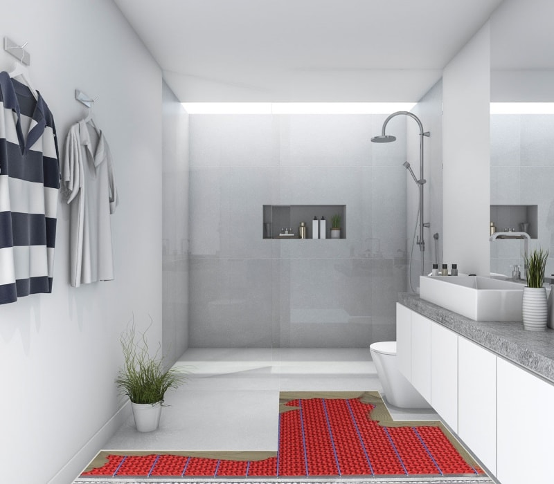 bathroom with electric underfloor heating dcm-pro