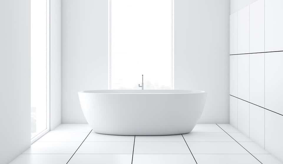 modern white tile bathroom interior