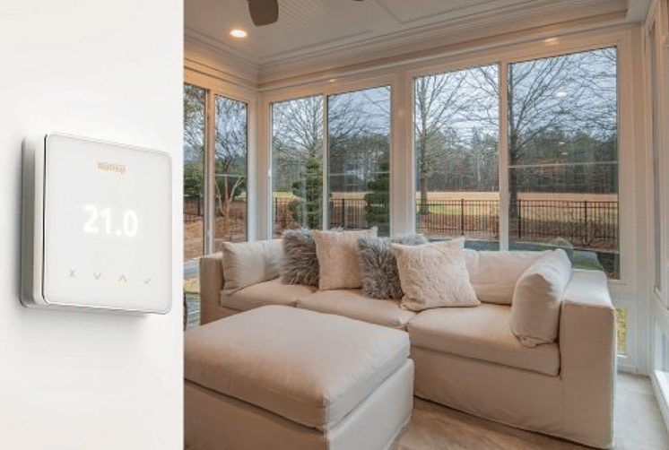 Smart thermostat for underfloor heating controlling home temperature