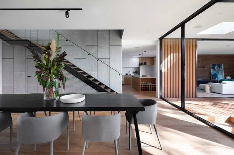 A modern home with an air-source heat pump and underfloor heating system